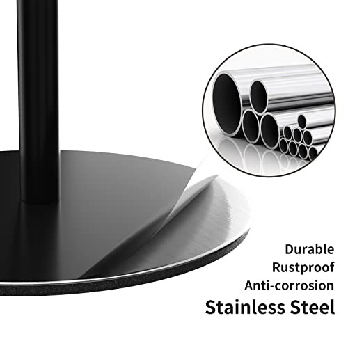 Black Toilet Paper Holder Stand and Dispenser for 4 Spare Rolls,Stainless Steel Free-Standing Toilet Tissue Paper Roll Storage Shelf, Bathroom Accessories