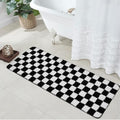 Uphome Bathroom Runner Rug, Black and White Checkered Long Machine Washable Bath Mat Non Slip, 18x47 Water Absorbent Soft Microfiber Bath Rug for Tub, Shower, Floor - size: 18x47 inch