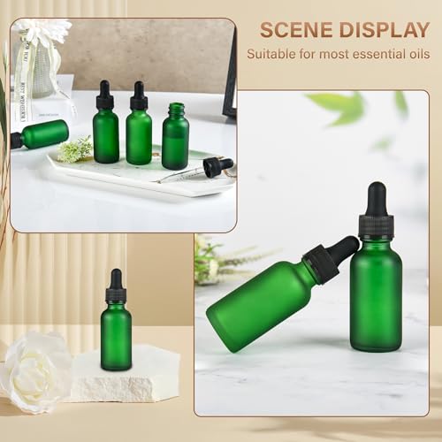 NOOEEISS 12 Pcs, 1oz Dropper Bottle, Green Glass Eye Dropper Bottle, Tincture Bottles with Dropper, Pretty Finish, Leak-Proof Design, Stronger Suction for All Kinds of Mixed Liquids - color: Green Frosted, size: 1oz-12Pack