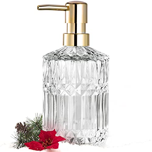 EMPO Clear Glass Soap Dispenser with ABS Plastic Pump, Crystal Lotion Dispensers for Kitchen Sink, Bathroom (Transparent) - color: Crystal