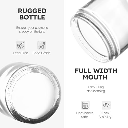 16 Pack 4 OZ Glass Jars with Lids, Small Glass Containers with Plastic Woodgrain Lids & Inner Liners, Reusable Travel Containers for Creams, Makeup, Lotion, Cosmetic, Ointment - color: Clear-16 Pack-4oz