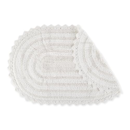 DII Crochet Collection Reversible Bath Mat, Large Oval, 21x34, White - color: White, size: 1'9" x 2'10" (Oval)