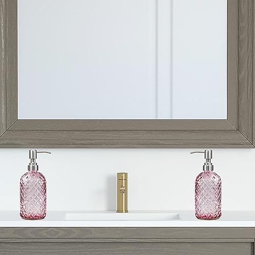 16 oz Soap Dispenser with 304 Rustproof Stainless Steel Pump, Kitchen, Bathroom Refillable Glass Liquid Soap Dispenser for Hand Soap, Soap, Lotion. (Pink-2pack) - color: Pink-2pack
