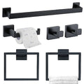 TQKAG 6-Piece Bathroom Towel Bar Sets Matte Black 23.6 inch Towel Bar Stainless Steel Towel Ring Coat Hook and Toilet Paper Holder Bathroom Hardware Set Wall Mounted Bathroom Accessories Kit - color: Matte Black, size: 6-Pieces Set-A