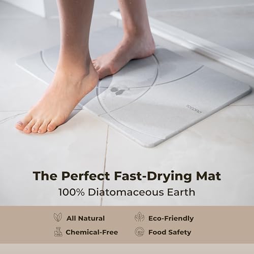 TOSORO - Stone Bath Mat Diatomaceous Earth Shower Mat Non-Slip Super Absorbent Diatomite Stone Bath Mats for Bathroom Floor Quick Drying Natural Easy to Clean (23.5 x 15) - Grey - color: Enso Grey, size: Pack of 1