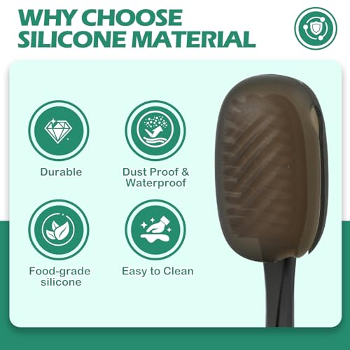 Lapfoon 6 Packs Silicone Toothbrush Covers, Tooth Brush Cover Cap for Electric & Manual Toothbrush Heads - color: Black