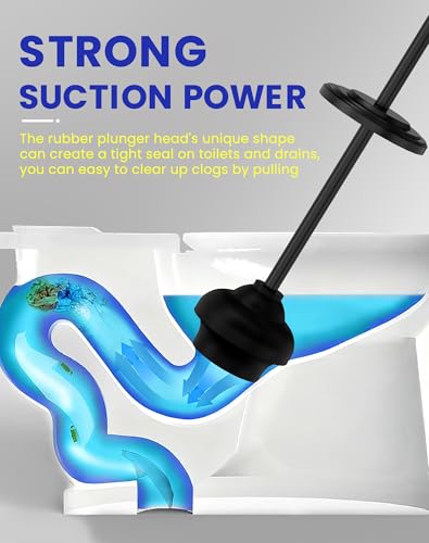 DOWRY Anti-Hand Off Toilet Plunger with Holder for Bathroom,Powerful Efficient Force Suction Cup,Heavy Duty, Deep Cleaning Black - color: Matte Black
