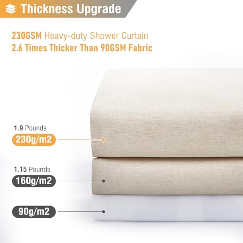 BTTN Stall Fabric Shower Curtain, 36 Inch Linen Textured Heavy Duty Small Cloth Shower Curtain Set with 6 Plastic Hooks, Narrow Hotel Luxury Weighted Shower Curtains for Bathroom(36"x72", Beige/Cream) - color: A - Cream, size: 36"W x 72"L (Pack of 1)