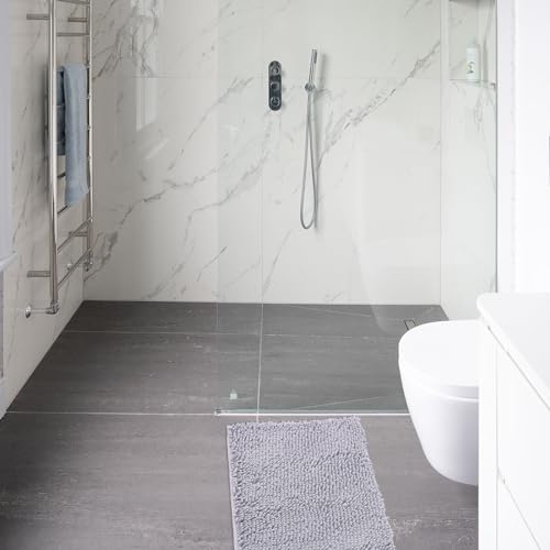 Non-Slip Bath Rug,Extra Soft Microfiber Bedroom Shag Carpet with Anti-Slip Backing,Water/Dust Absorbent Fast Dry Shower Mat,Sound Insulated Stairs Pad,Machine Washable (Grey,12 x 24 Inches) - color: Grey, size: 2' x 1' (Rectangular)