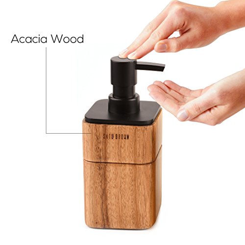 Bathroom Accessory Set Acacia Wood 3 Pieces Includes Bathroom Soap Dispenser, Bathroom Tumbler, Soap Dish Accessories for Bathroom Decor and House Warming Gift
