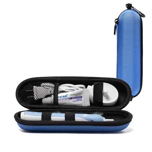 Nincha Compact Electric Toothbrush Travel Case, EVA Protective Storage Bag for Philips Sonicare/Oral-B, Waterproof Portable Carrying Case with Mesh Pocket & Elastic Bands (Blue) - color: Blue