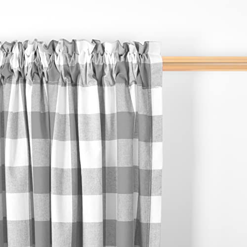 3 Pc Cotton Classic Country Farmhouse Kitchen Window Curtain -Grey & White Buffalo Check Tier & Valance Set, 54" x 18" / 27" x 30" - color: Plaids Grey&white, size: 27"W x 30"L (Pack of 3)