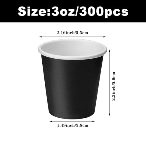 300 Count 3 Oz Mouthwash Cups, Black Disposable Bathroom Cups, Disposable Paper Cups, Small Disposable Cup, Espresso Cup for Party Travel Picnic BBQ - color: Black, size: 300 Count