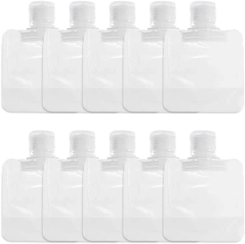 10Pcs Transparent Portable Fluid Packing Bags,New Travel Size Refillable Empty Squeeze Pouch, Premium Clear Travel Pouches for Toiletry, Lotion Shampoo Shower Gel Squeezable Bags (30ml),Bag and Cases