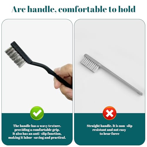 15PCS Mini Wire Brush Stainless Steel Brush Set，Masonry Brush Wire Bristle | Masonry Brush Wire Bristle for Cleaning Welding Slag and Rust，Curved Handle Brush (Stainless Steel, 15) - style: Stainless steel