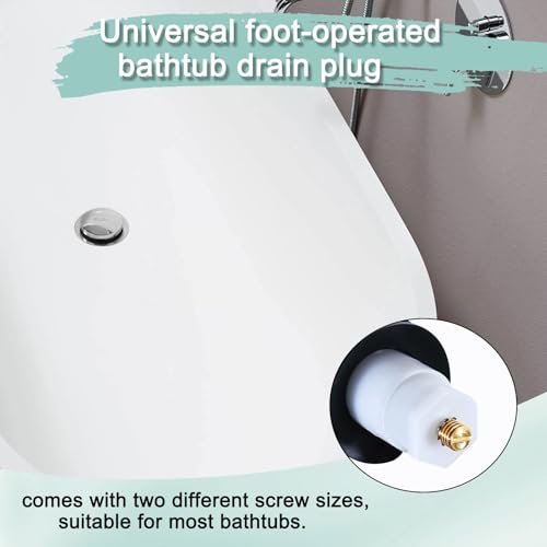 Universal Toe Touch Bathtub Drain Stopper - 3/8'' & 5/16'' Thread Studs with Star-Shaped Lock Washer, Brushed Nickel (1 Pack) - color: Brushed Nickel