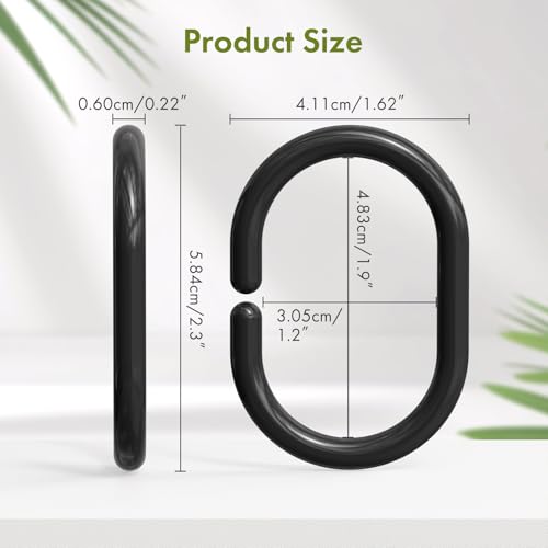 Amazer Shower Curtain Rings, 24 Pcs Plastic Shower Curtain Hooks, Black Shower Curtain Hooks Rings, Rust Proof Shower Rings C Shaped Shower Hooks for Shower Curtain and Liner Bathroom - color: Black C-shape, size: 24 Pack