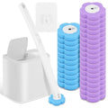 Wall Mount Toilet Bowl Cleaner Kit with Lengthened Handle Auto Lid Opening Toilet Brush Cleaning Kit 360 Degree Cleaning Toilet Brush Pad Kit for Bathroom (White)