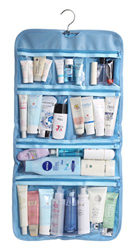 Foldable Clear Hanging Travel Toiletry Bag Cosmetic Organiser Storage - color: Blue