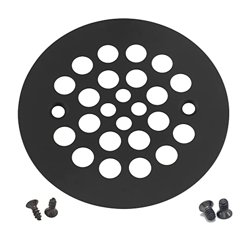 Artiwell 4-1/4“ Shower Strainer Drain Trim Set, Screw-in Shower Strainer Drain Cover, Plastic-Oddities Style Replacement Strainer Grid,Machine & Self-Tapping Screws Included (MATT Black) - color: Matt Black