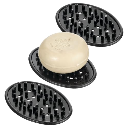 iDesign Soap Saver for Bar Soap - Soap Dish Holder for Bathroom Sink - Set of 3 - Black - color: Black, style: Pack of 3