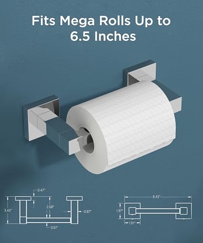 FORIOUS Toilet Paper Holder Wall Mount, Stainless Steel Rustproof Double Post Pivoting Tissue Roll Holder for Bathroom, Commercial Toilet Paper Dispenser (Chrome, Square) - color: Chrome
