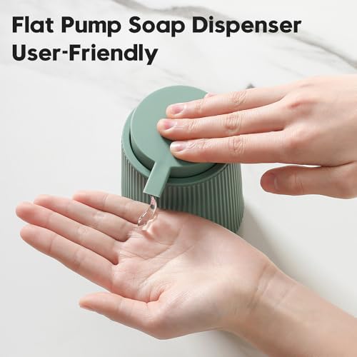 YAUKPH Striped Liquid Hand Soap Dispenser with Leak-Proof Pump for Bathroom and Kitchen Countertop 11oz Sage Green - color: Sage Green, size: Liquid Dispenser