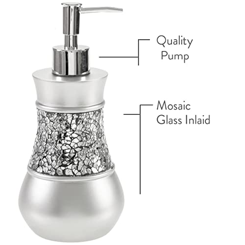 Creative Scents Crackled Glass Silver Hand Soap Dispenser for Bathroom, Decorative Countertop Lotion Dispenser, Elegant Liquid Soap Dispenser with Sturdy Pump for Classic Bathroom Décor - style: Soap Dispenser