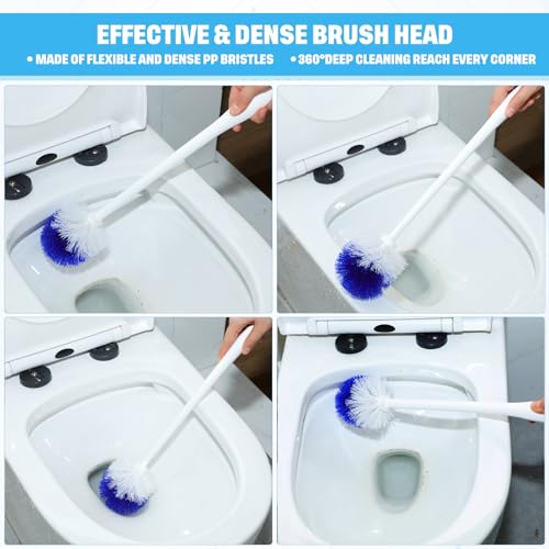 Reallnaive 24 Pcs 18 Inch Toilet Brush Toilet Bowl Cleaner Brush Bathroom Long Plastic Handled Cleaning Scrubber with Hook Hole for Household Bathroom Cleaning Supplies (Round Handle) - style: Round Handle