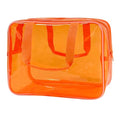 PVC Clear Pure Color Transparent Large Zipper Cosmetic Pouch Travel Makeup Cosmetic Bag with Handle for Travel Bathroom Toiletry Organizer (A23014-101-2) - color: A23014-101-2