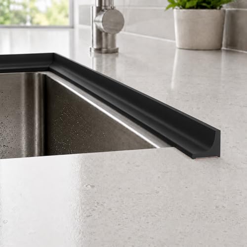 Silicone Shower Threshold Water Dam, Kitchen Sink Splash Guard, Shower Barrier Water Dam(98inch) - color: Black, style: 98Inch
