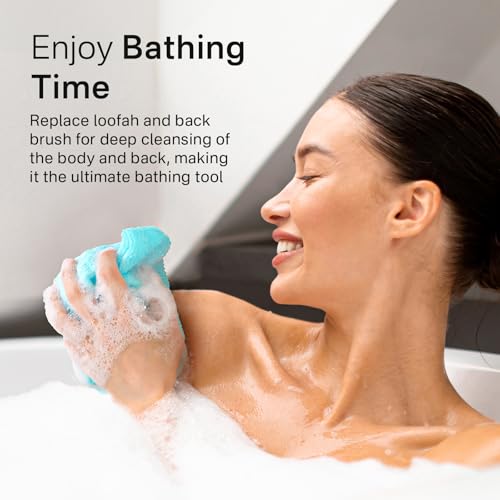 Yiclick Exfoliating Washcloth Towel- Exfoliating Body Scrubber Exfoliator, Back Scrubber for Shower Bath, Exfoliate Rags Wash Cloths, Loofah Lufa Sponge, Body Scrub & Exfoliation Women Men - color: Blue