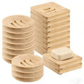 HOIGON 20 PCS Bamboo Soap Dish, 10 Round Wooden Bar Soap Holder and 10 Square Soap Tray, Wooden Soap Tray for Home Bathroom Kitchen