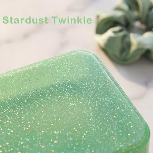 RSRSLEII Stardust Twinkle Jelly Travel Makeup & Toiletry Bag, Waterproof PVC Cosmetic Bag/Case for Women，Zipper SPF Beach Bag for Sunscreen Skincare and Daily Essentials (04Green) - color: 04Green