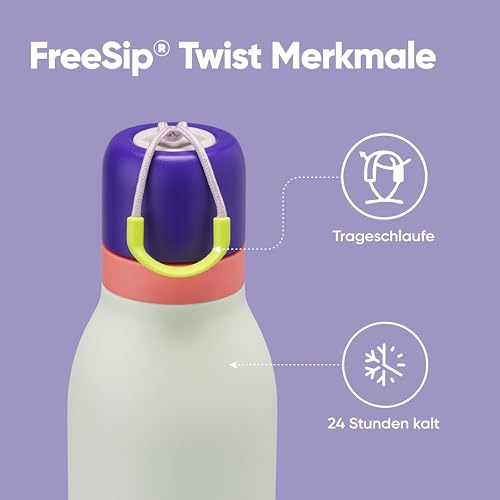 Owala FreeSip Twist Insulated Stainless Steel Water Bottle with Straw for Sports and Travel, BPA-Free, 24-oz, Purple/Green (Minty Horizons) - color: Minty Horizon, size: 24 Ounces