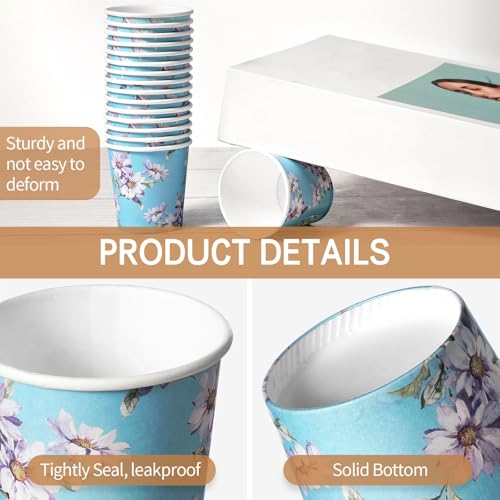 Tiamon 500 Pack 2 oz Paper Cups, Mini Mouthwash Disposable Bathroom Small Paper Drinking Espresso Cups for Home Office Travel Picnic Party Supplies(Floral) - style: Floral