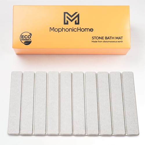 MophonicHome Foldable Stone Bath Mat - Diatomaceous Earth Shower Mat, Non-Slip Quick-Dry Stone Bath Mats for Bathroom Floor, Super Absorbent, Compact Design, Easy to Clean, Light Grey (23.5 x 15) - color: Regular Light Gray