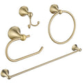4 Piece Gold Bathroom Hardware Set - Brushed Gold Bathroom Accessories, 23.6 Inch Towel Bar | Towel Hook | Toilet Paper Holder | Hand Towel Holder - color: Light Gold