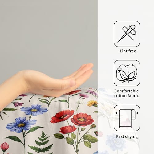 Floral Leaf Hand Towels of Bathroom Absorbent 14.4x28.3 Inch Set of 2 | Colorful Wildflower，Polyester Cotton，Soft，Breathable，for Spring Summer Holiday Kitchen Hotel Swimming Gym Spa Decor - color: Spring Colorful
