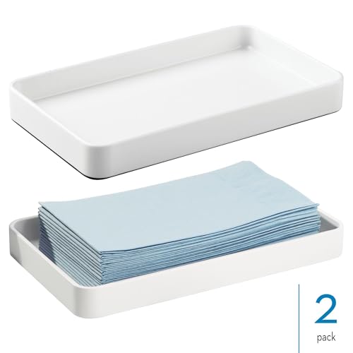 iDesign Steel Vanity Tray for Bathroom Organization and Storage - Set of 2 - White - color: White, style: Pack of 2