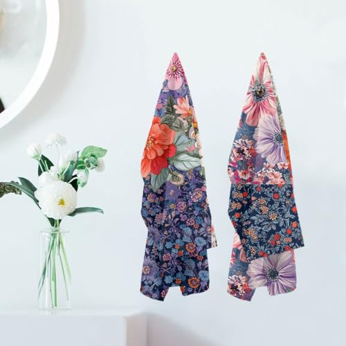 Patchwork Floral Hand Towels Set of 2, Country Retro Boho Wildflower Paisley Soft Absorbent Face Towels Bathroom Decorative Fingertip Towel for Hotel Gym Spa - color: Patchwork Floral