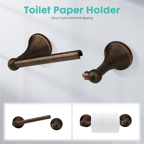 Antique 4 Piece Bathroom Hardware Accessories Set Oil Rubbed Bronze,24 Inch Towel Bar Set with Double Post Pivoting Toilet Paper Holder,Towel Rack Set Vintage,Bathroom Towel Holder Set Bronze - color: Oil Rubbed Bronze