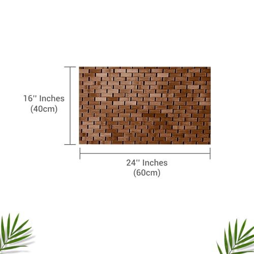 Bamboo Bath Mat Brown 24 x 16 Inches and Soap Dish Set Bathroom Rugs Non Slip Washable Bamboo Shower Mat Bathtub Mat Non Slip for Kitchen Sauna Spa Hot Tub Outdoor Bathroom Décor - color: Brown, size: 24x16