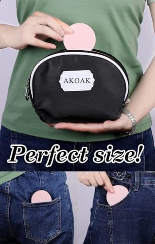 AKOAK Capacity 10 ml(0.33 oz) No Leaks Empty Reusable Plastic Loose Powder Compact Container DIY Makeup Powder Case with Sponge Powder Puff,Elasticated Net Sifter and Pink Threaded Screw Lid