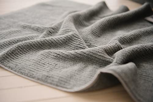 Cozy Earth Ribbed Washcloth Set - 60% Cotton 40% Viscose from Bamboo Bathroom Washcloths - Soft & Absorbent Textured Ribbed Pattern - 4 Pack Charcoal - color: Charcoal, size: Washcloth