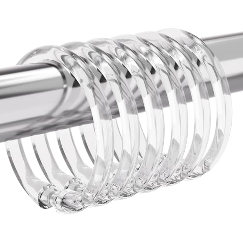 Amazer Plastic Shower Curtain Rings, 24 Pcs Shower Curtain Hooks, O Shape Clear Shower Curtain Hooks Rings, Easy to Snap Closure, Shower Hooks for Shower Curtain and Liner Bathroom - color: Clear, size: 24 Pack