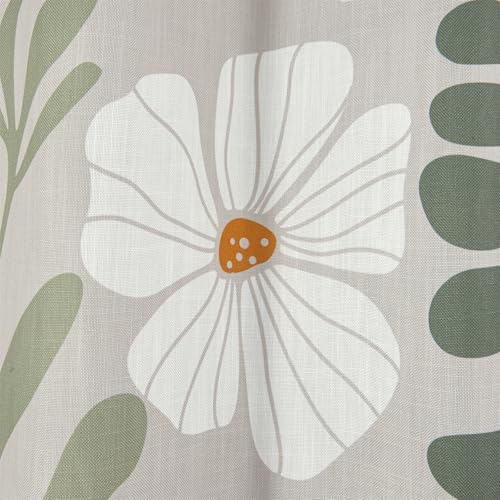 RoomTalks Cute Green Faux Linen Shower Curtain Extra Long 84 Inch - 210GSM Heavy Duty Modern Floral Matisse Spring Summer Aesthetic Botanical Shower Curtain Set with Hooks - color: Green, size: 72"W x 84"L (Pack of 1)