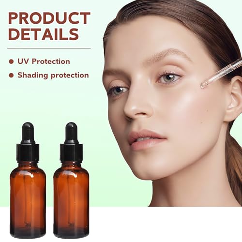 erioctry 5ML/10ML Amber Glass Essential Oil Bottles and Eyed Dropper Black Caps Makeup Cosmetic Sample Container Boxes of Glass for Essential Oil Aromatherapy Use(Pack of 12) (10ML) - size: 10ML