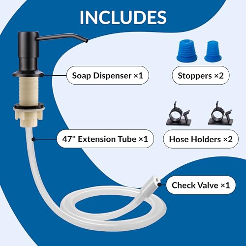 Soap Dispenser for Kitchen Sink,Matte Black Stainless Steel Countertop Dish Sink Soap Dispenser Pump with 47 '' Extension Tube kit - color: Matte Black