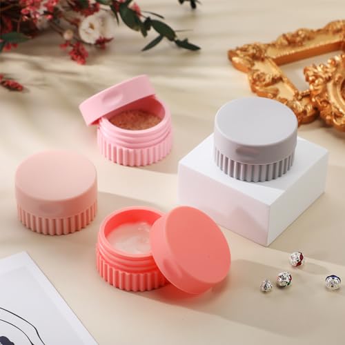 Maxcheck 4 Pcs Travel Containers for Toiletries 0.68 Oz/20 ml Small Silicone Cream Jar with Lid Mini Leakproof Lotion Jar Refillable Travel Cosmetic Container for Face Body Skin Cream (Elegant Color) - color: Elegant Color